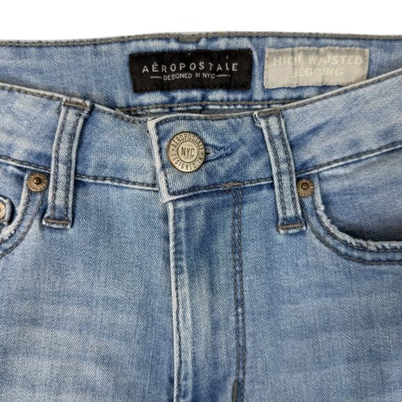 Aeropostale Jeans Womens Sz 2 Reg High Waisted Jegging Light Wash Stretch Denim - Picture 9 of 12